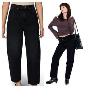 [Nelle Atelier] Claire Onyx Black Mid-Rise Slouchy Straight Leg Jeans NWT Sz 31